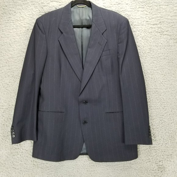 Dior Other - Christian Dior Jacket Mens 42L Blue Stripe Wool Long Sleeve 2 Button Blazer Suit
